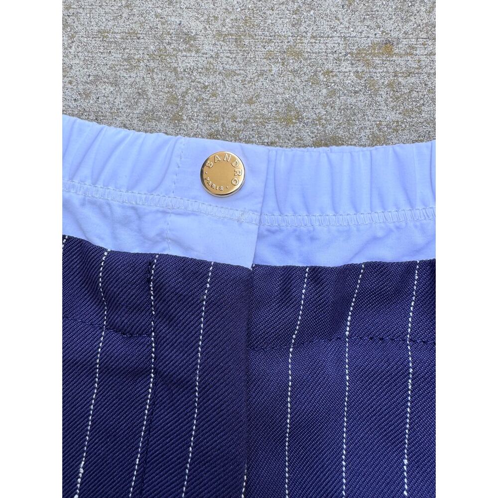 Sandro Pinstripe Double Waistband Twill Shorts 42 US 10 - Picture 6 of 9
